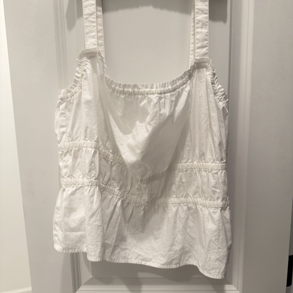 Madewell Poplin Sophia Peplum tank smocked bodice, a square neck cropped XXL